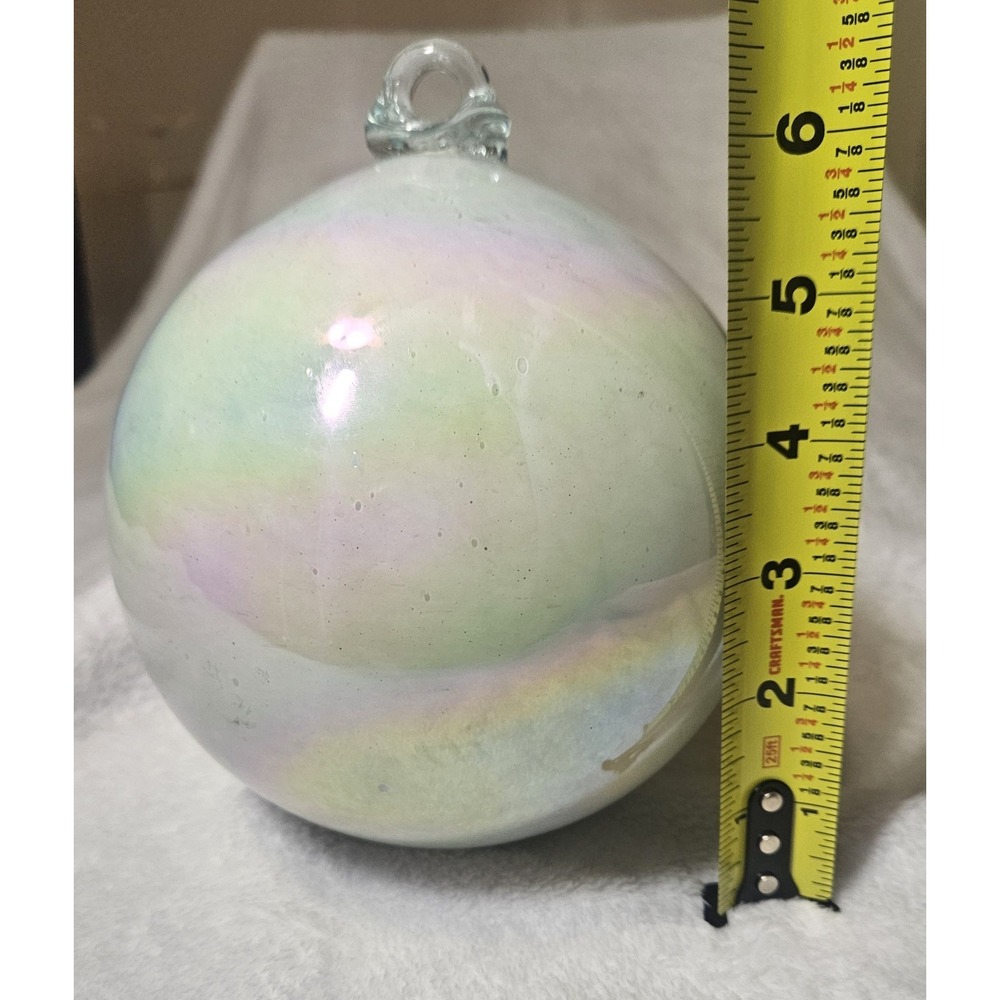 Christmas Ornament Hand Blown Glass Iridescent Angel Aura Glass Loop Pearl Heavy - Picture 10 of 10